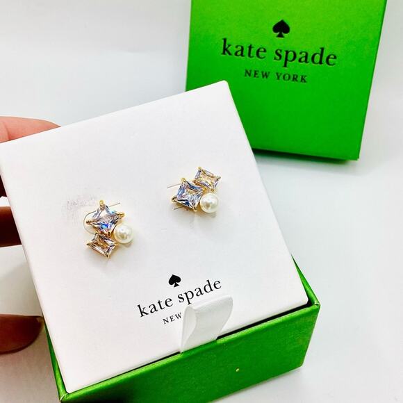 Kate Spade Victoria Gold and Pearl Stud Earrings - Picture 8 of 9